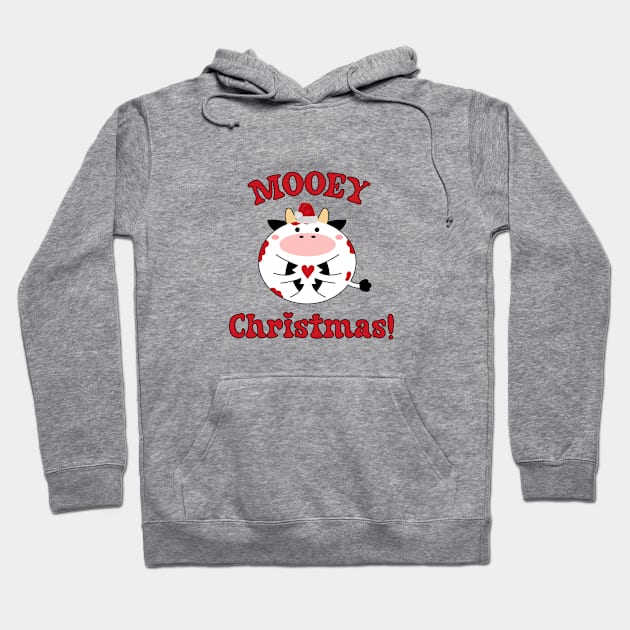 Mooey Christmas Xmas Highland Cow Santa Hat Love Christmas Hoodie by Step Into Art